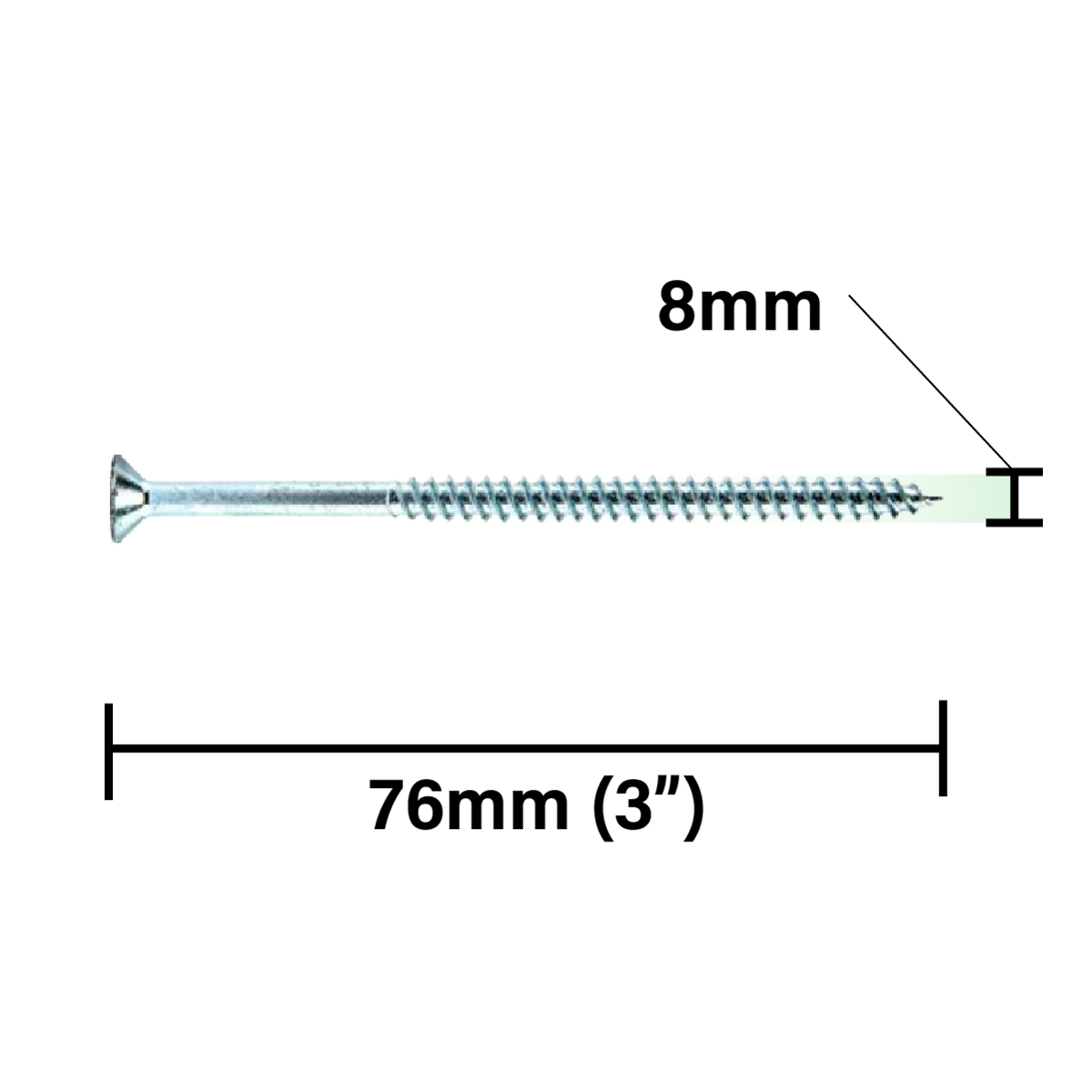 Rikä TWSR026 Woodscrew Twin-Thread CSK BZP 8 x 3in 100pk